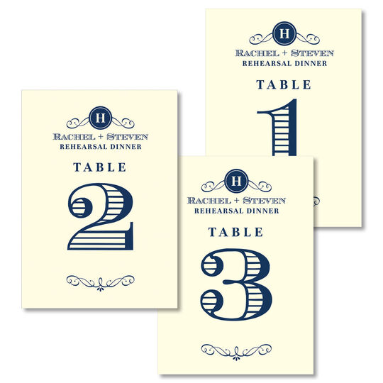 Initial Scroll Table Number Cards